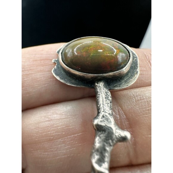 Artisan Handmade Womens Bar Ring 6 Sterling Silver Ethiopian Opal Unique - Picture 2 of 16